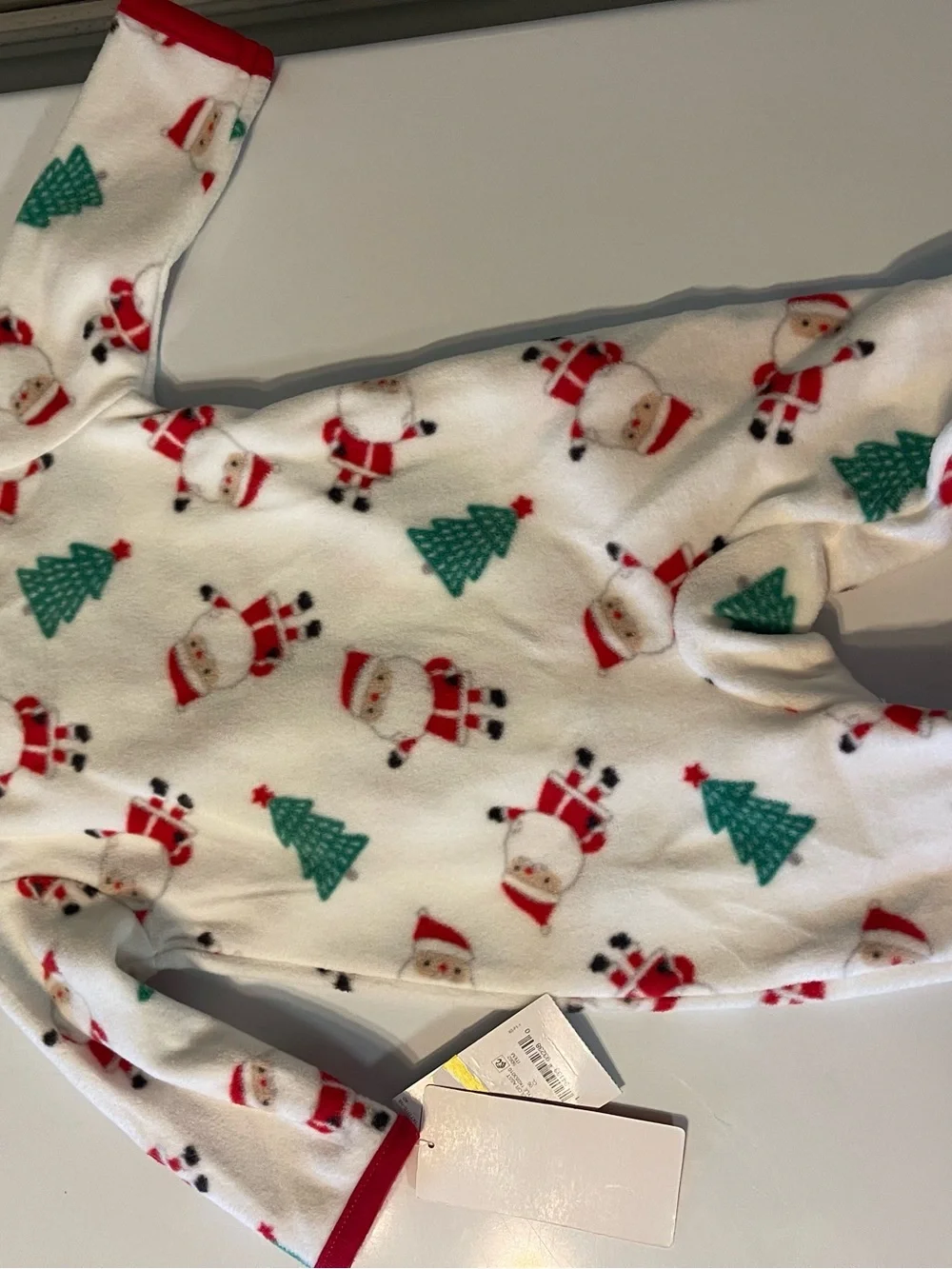 NWT-Carter's White Santa & Christmas Tree Fleece One-Piece